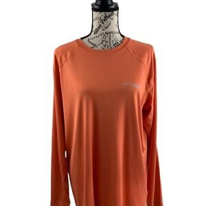 *Columbia Men's Medium Fishing Shirt Omni-Shield Orange Long Sleeves Activewear
